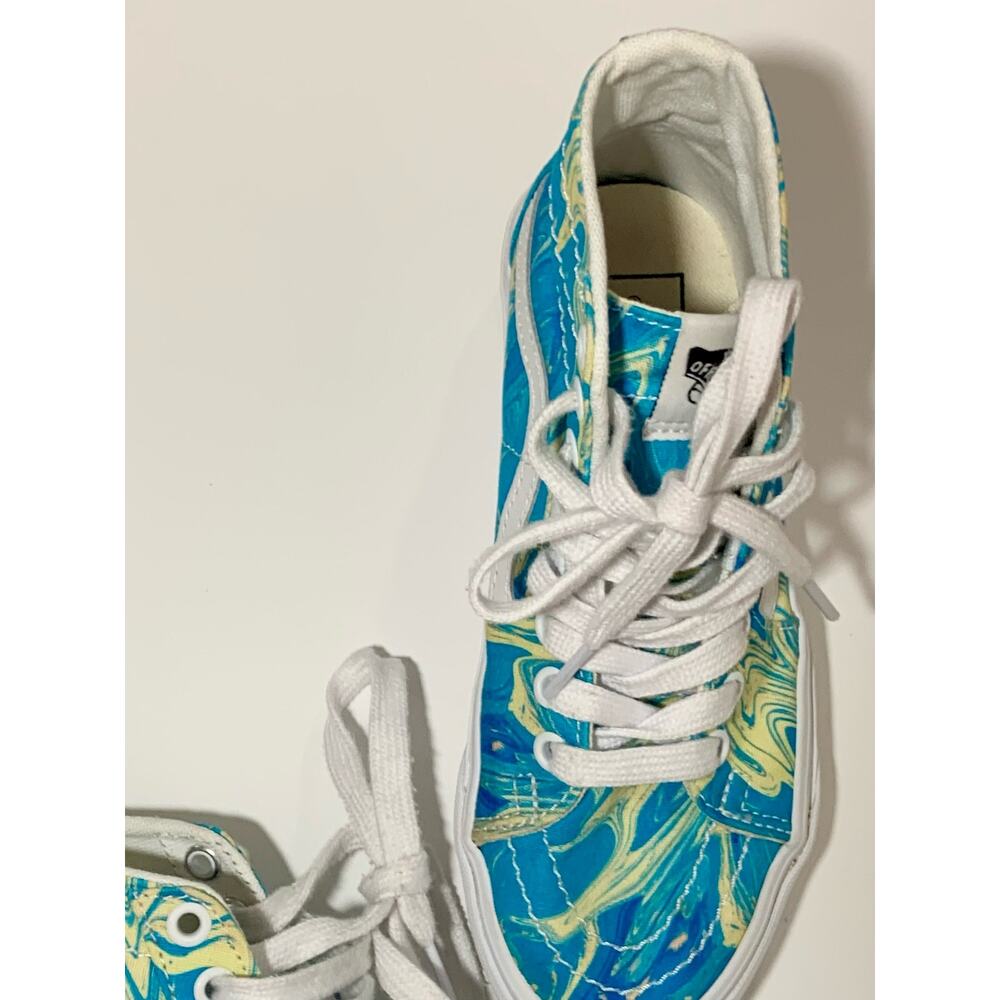 Vans High Top Skate Shoes Blue Yellow Swirl Wmz Size 5 Mens 3.5 Worn Once - Picture 10 of 10